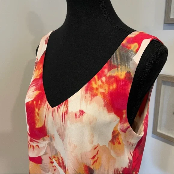 RW&CO. Vibrant Pink/Orange/White Abstract Sleeveless Blouse EUC - Picture 6 of 11